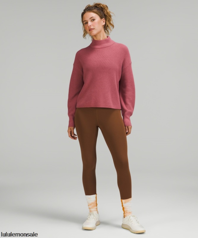 Lululemon Damen DELULU488 | Brier Rose Gerippter Rollkragenpullover Aus Einer Merinowollmischung